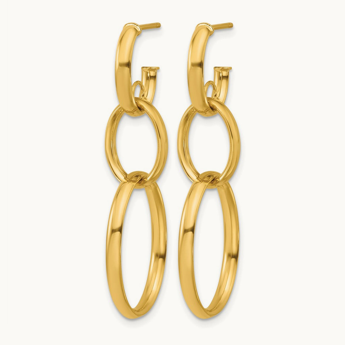 Polished Oval Link Post Earrings, 14K — Leslie's