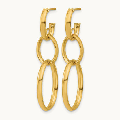 Polished Oval Link Post Earrings, 14K — Leslie's