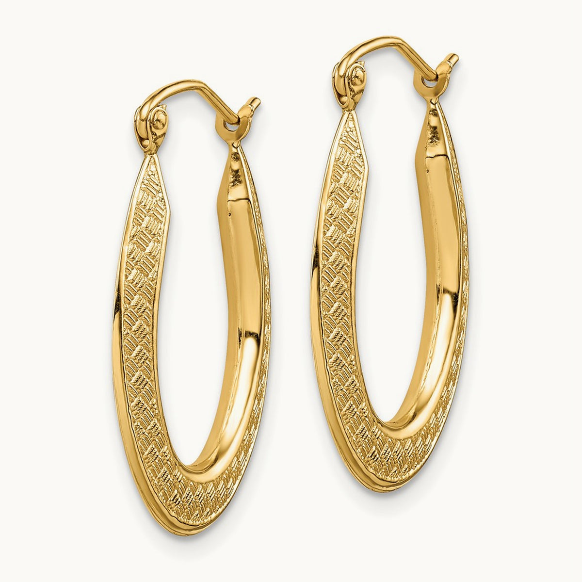 Textured Stamped Hoop Earrings, 14K