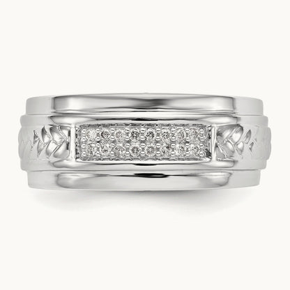 Diamond Trio Men's Wedding Band, 14K White Gold