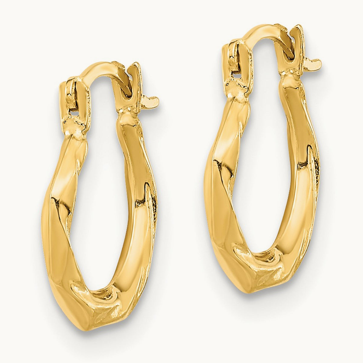 Polished Twist Hoop Earrings — 14K Yellow Gold