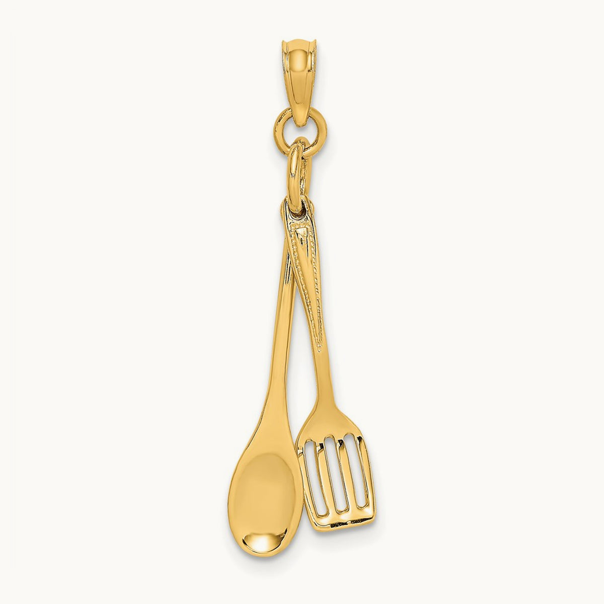 3-D Moveable Spoon and Spatula Charm, 14K