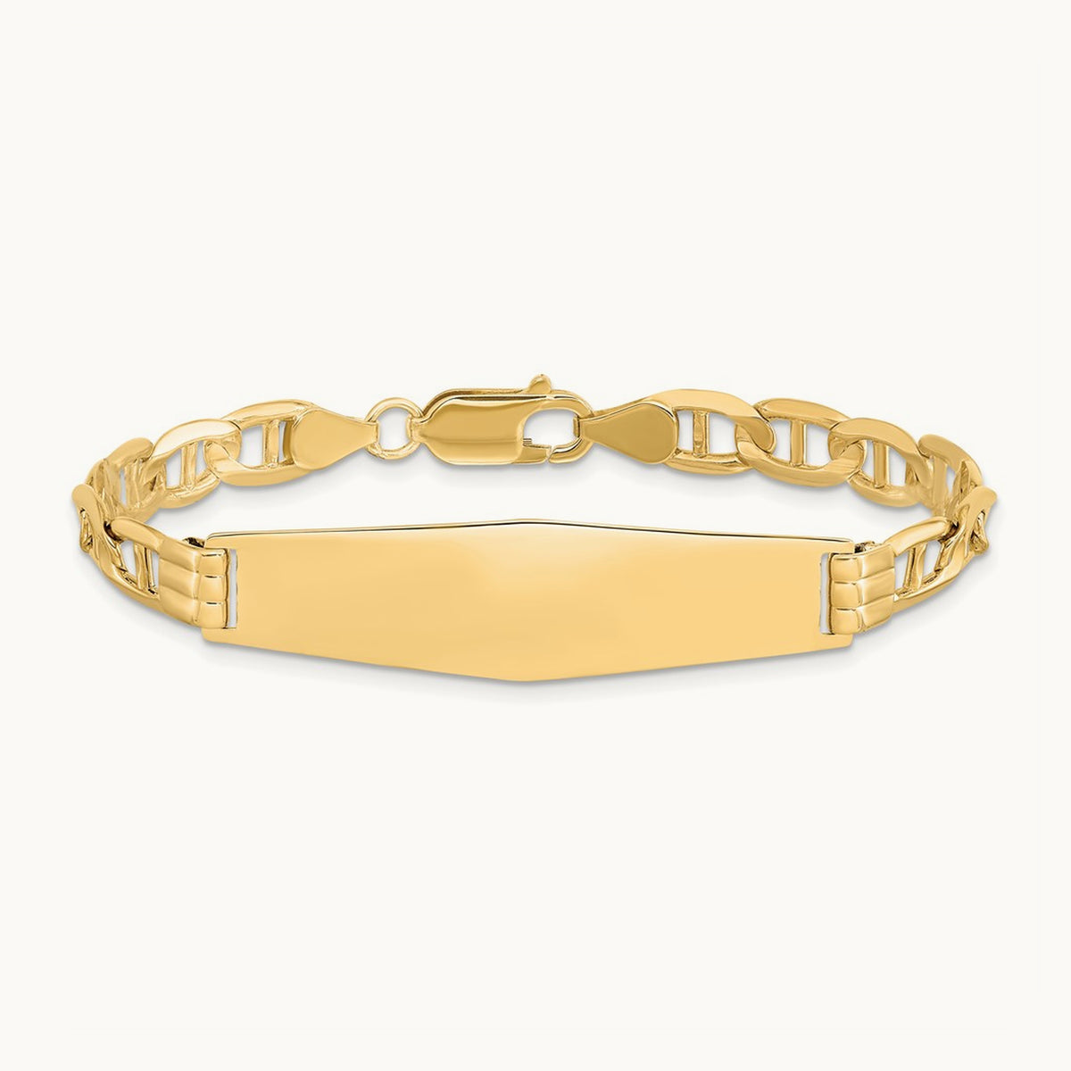 Anchor Link Soft Diamond Shape ID Bracelet, 14K