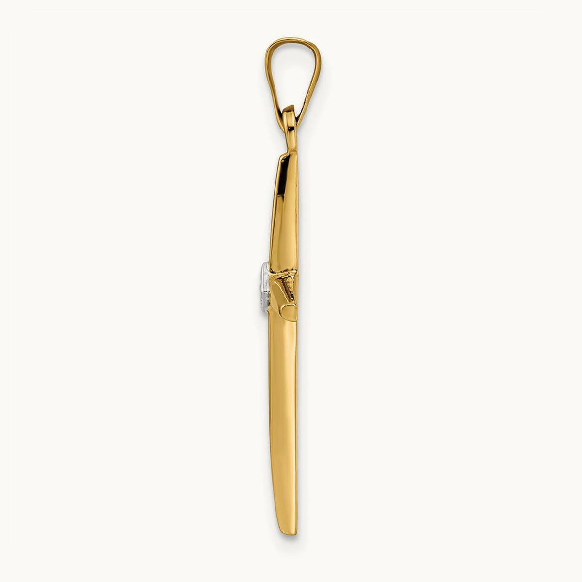 Polished Solid Diamond Shape Center Cross Pendant — 31mm