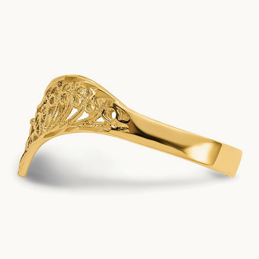 Diamond-Cut Filigree Ring — 14K Yellow Gold