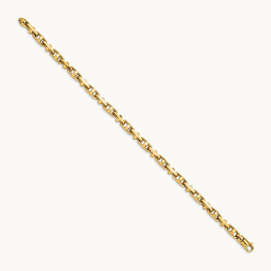 Hand-polished Fancy Link Bracelet, 5mm, 14K