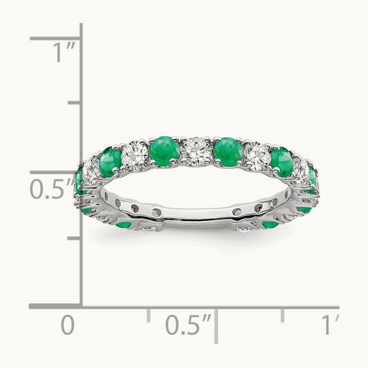 Created Emerald and Diamond Band, 14K White Gold