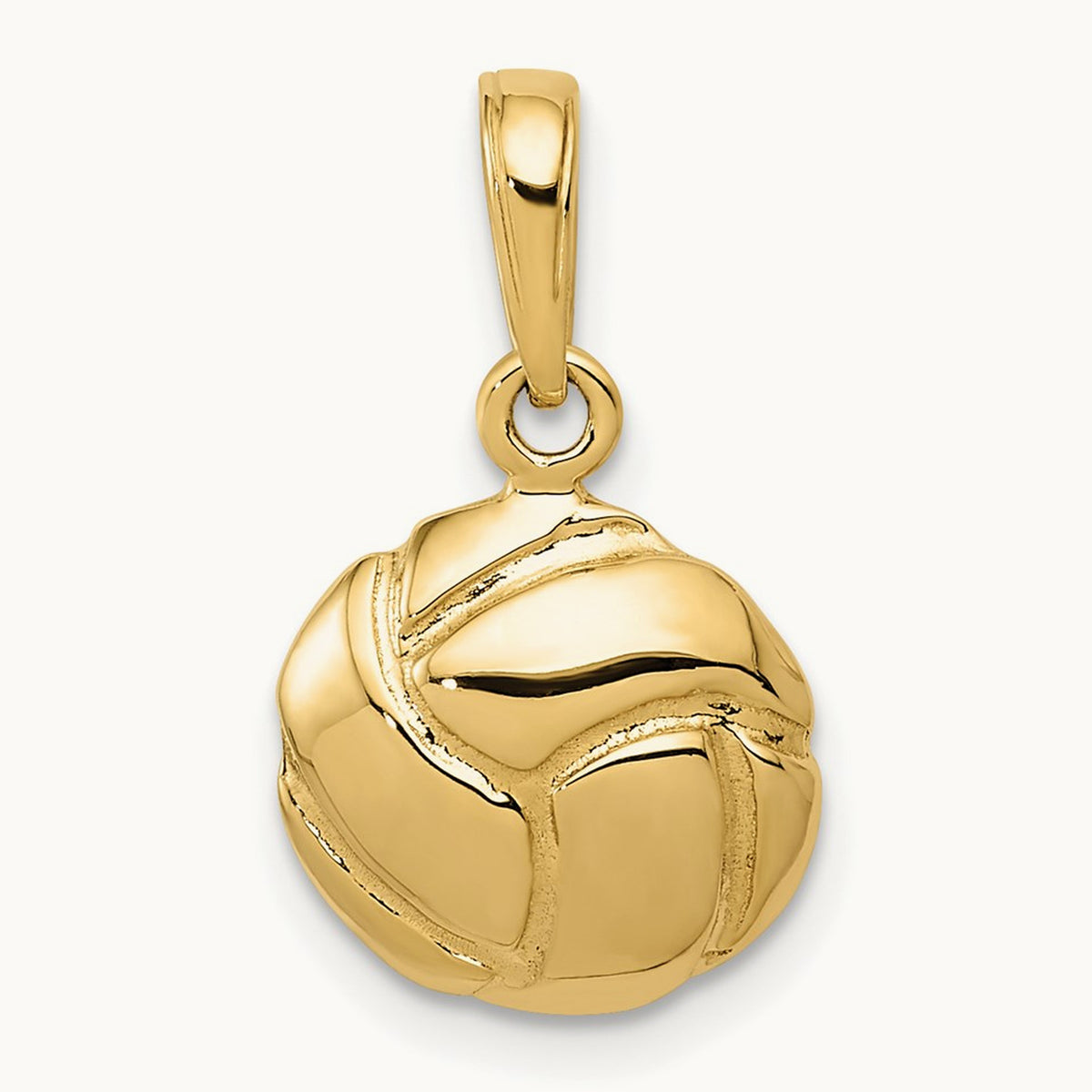 Solid Polished Open Back Volleyball Charm, 14K