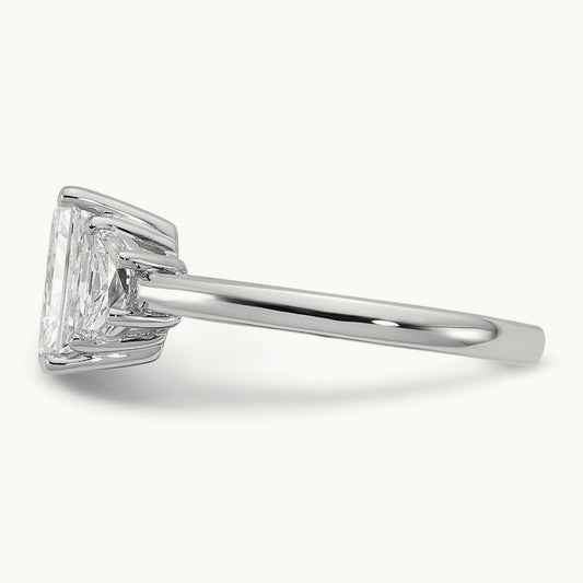 1/2ct Lab Grown Diamond VS/SI+ G+ 1/2 Moon 2ct Radiant Semi Eng Ring, 14K White Gold