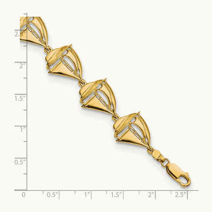 Sailboat 8in Bracelet, 14K