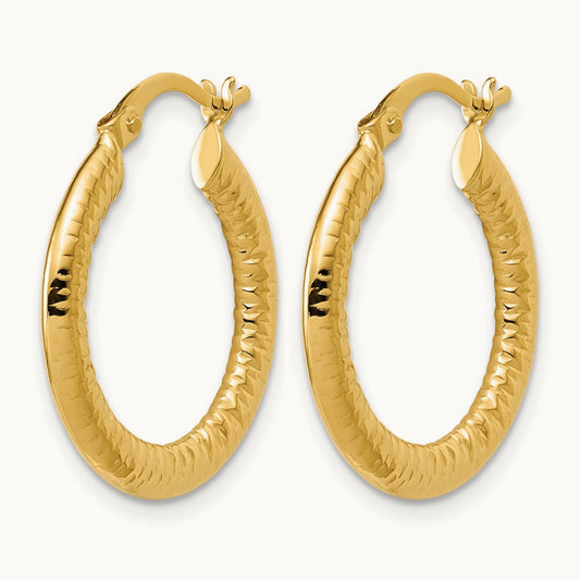 Polished and Grooved Hoop Earrings — Leslie's — 15mm