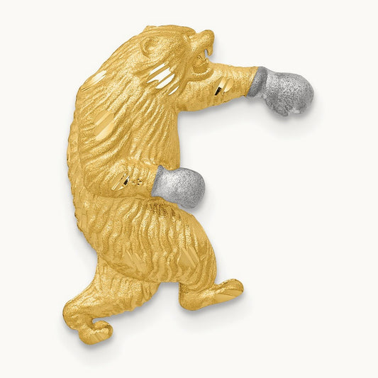 w/White Rhodium Satin D/C Boxing Bear Chain Slide, 14K