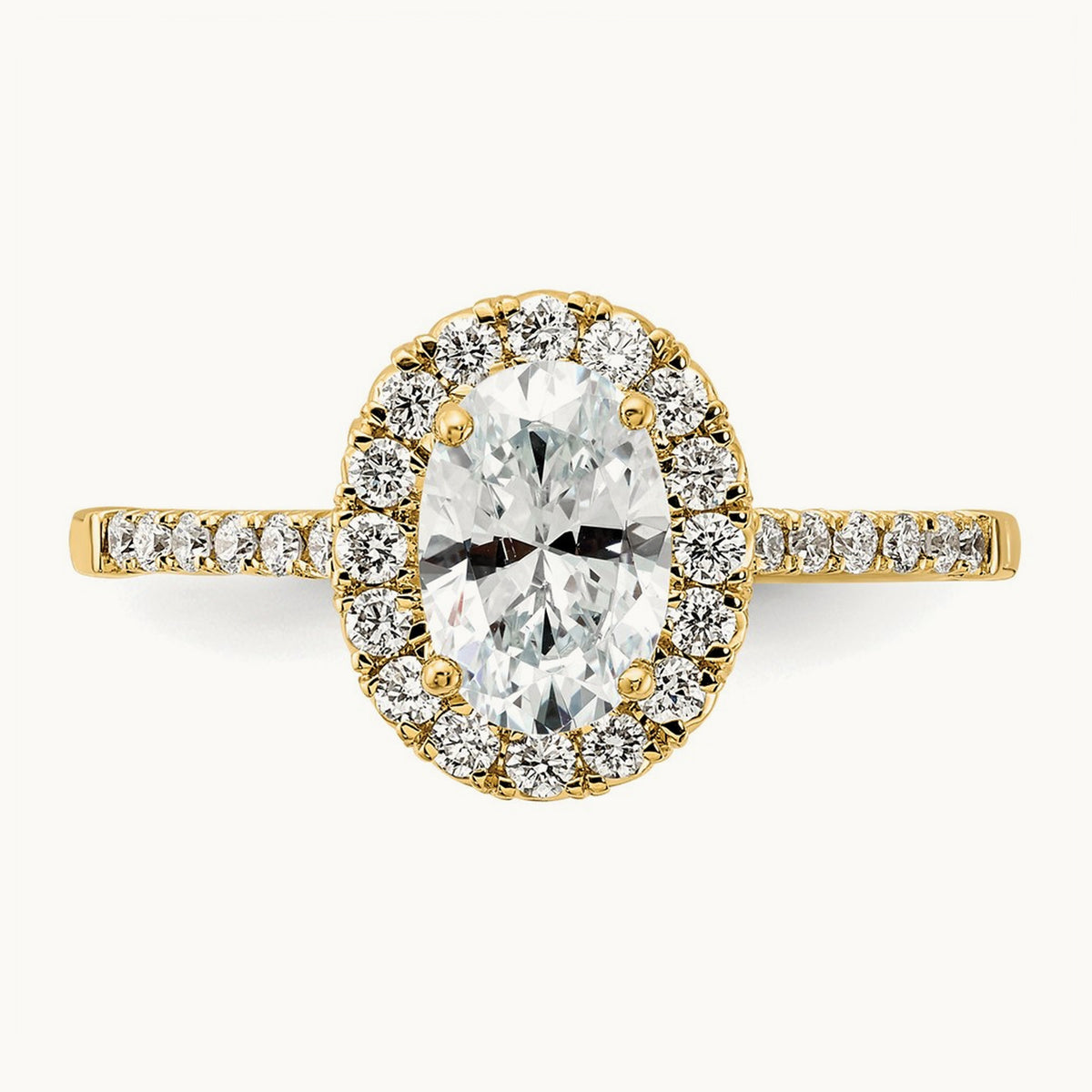 Oval Halo Engagement Ring, 0.25-2.50 ct tw Lab-Grown Diamond — 14K Yellow Gold