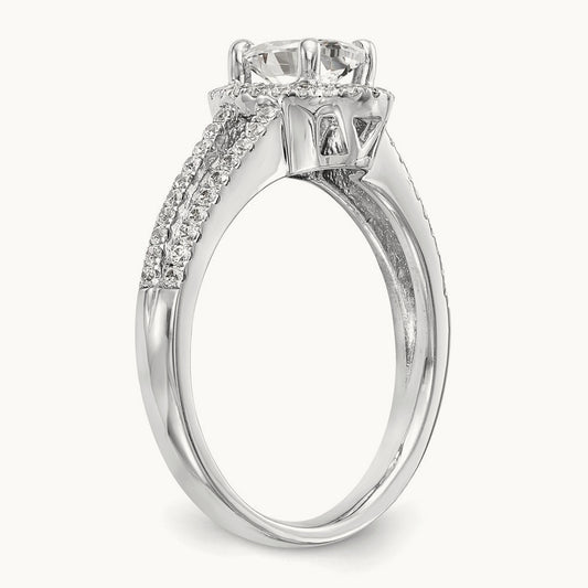 Oval Semi-Mount Halo Engagement Ring — 2/7 ct, 7