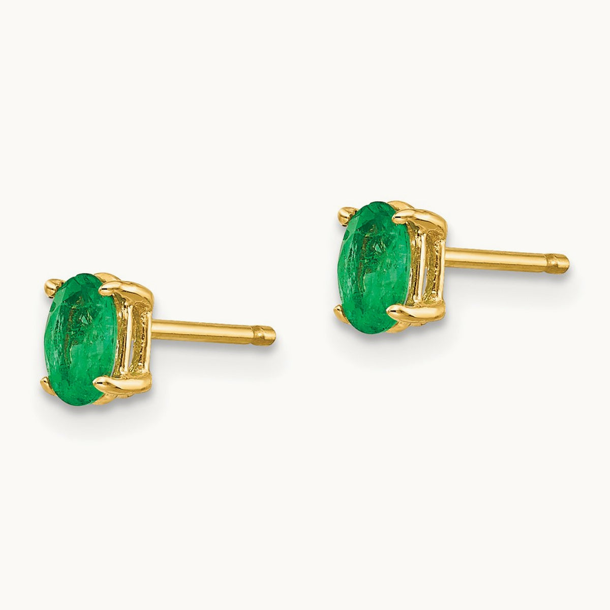 Emerald Post Earrings, 14K