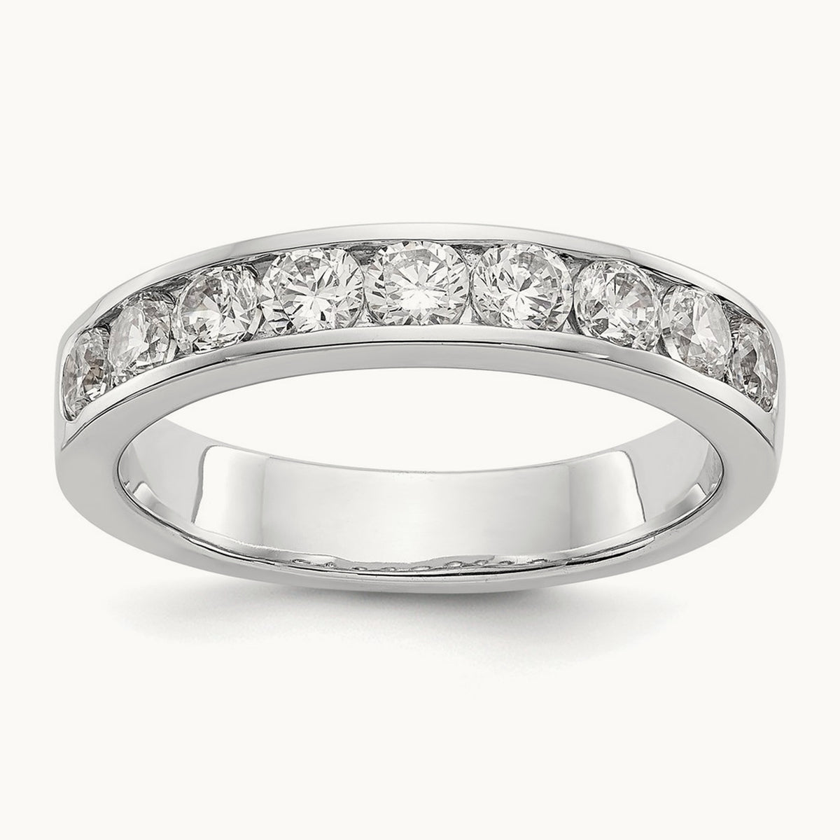 9-Stone Diamond Channel Band, 14K White Gold