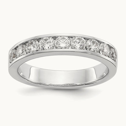 9-Stone Diamond Channel Band, 14K White Gold