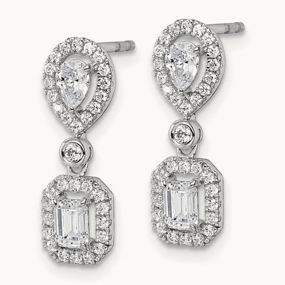 Dangle Halo Post Earrings, 1.00 ct tw Lab-Grown Diamond
