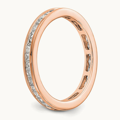 Polished 1ct Princess Channel Set Diamond Eternity Band, 14K Gold in 14K Rose Gold