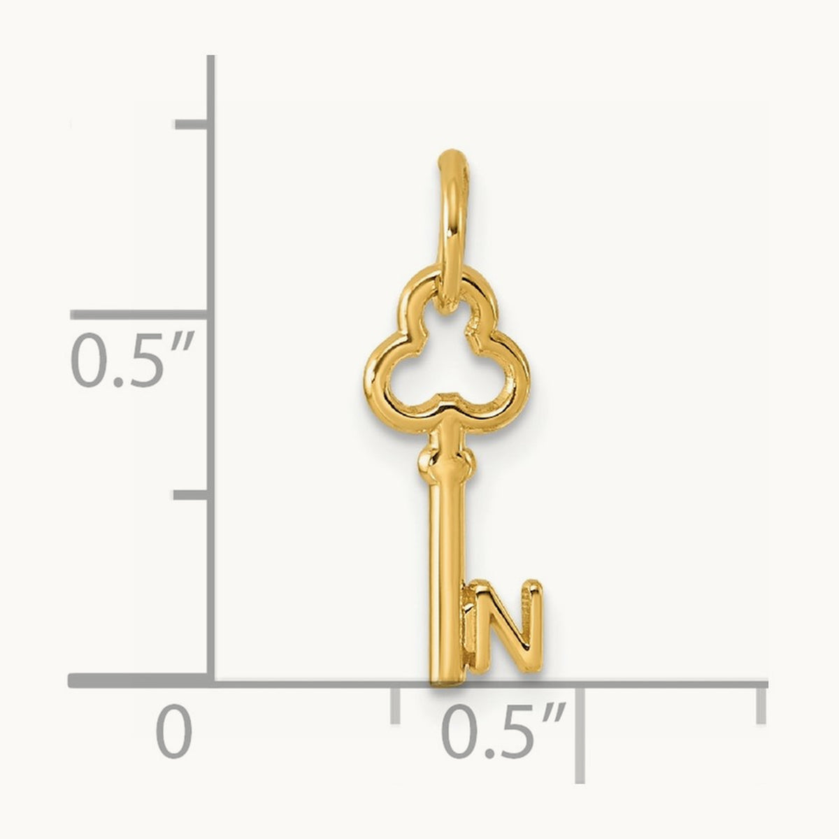 Key Initial Charm — 14K Yellow Gold, N