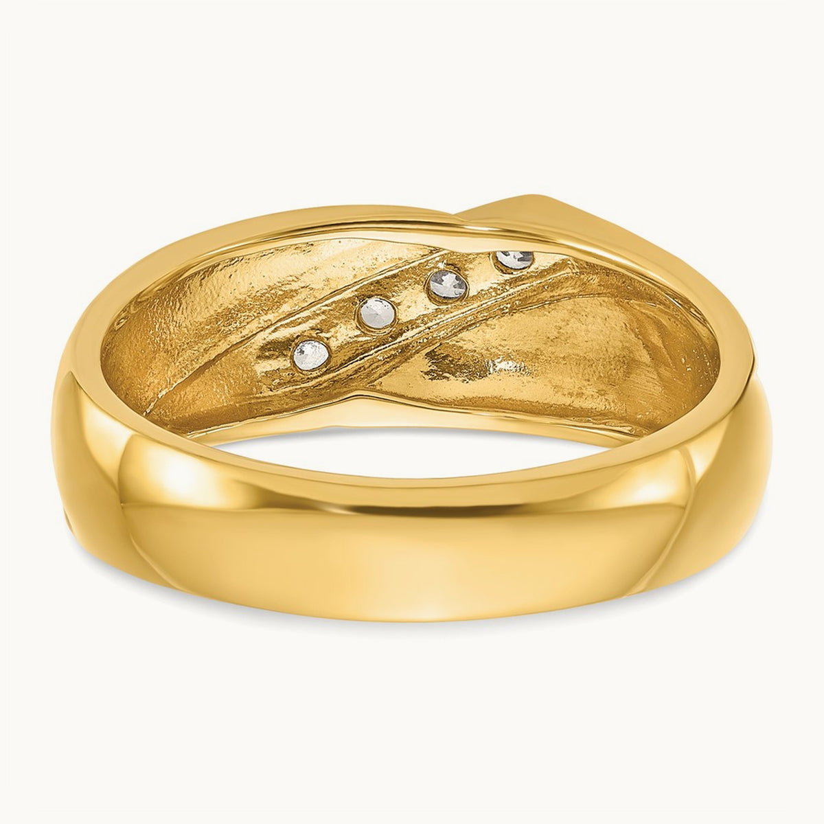 w/ White RH IBGoodman Men's Polished Curved Bypass Diamond Ring, 14K