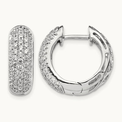 Diamond Hinged Hoop Earrings, 14K White Gold