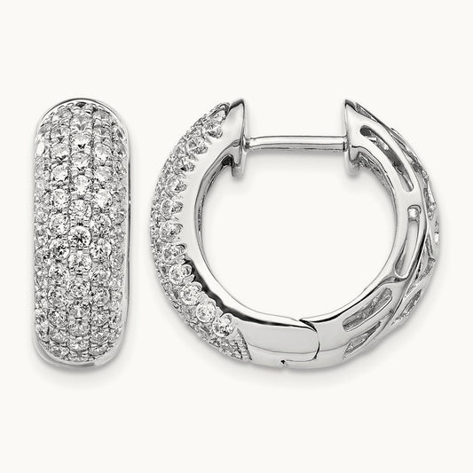 Diamond Hinged Hoop Earrings, 14K White Gold