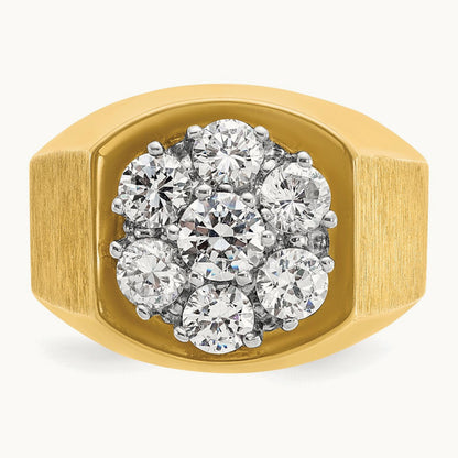 14ktt IBGoodman Men's Polished & Satin Round Diamond Cluster Ring