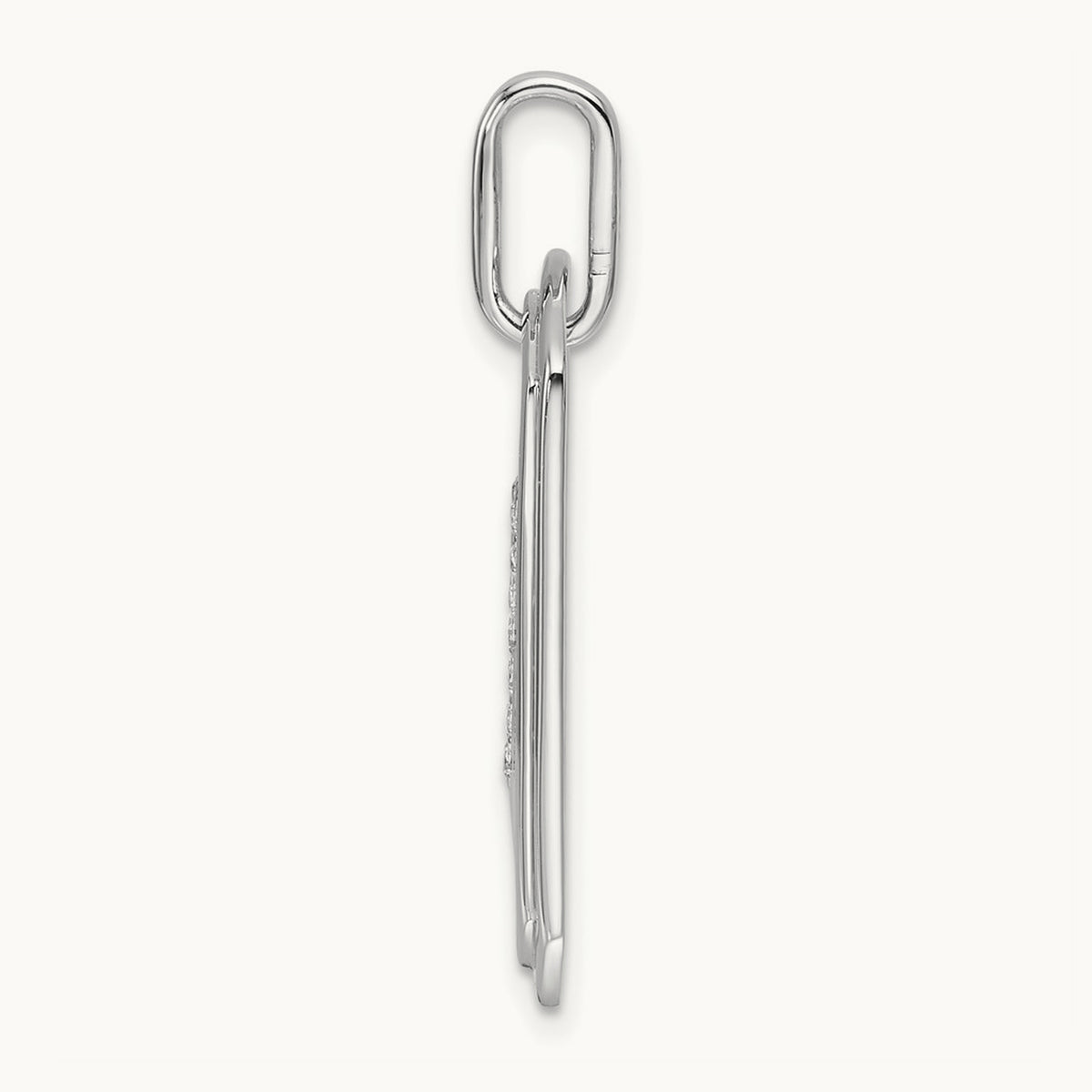 Diamond Dog Tag Charm — 14K White Gold, V