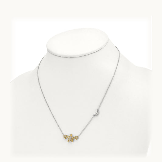 Stars with Moon Necklace, 0.20 ct tw Lab-Grown Diamond