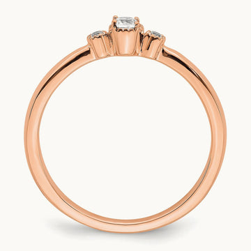 Petite Beaded Edge Round Complete Diamond Ring — 14K Rose Gold, 0.1 ct, 7