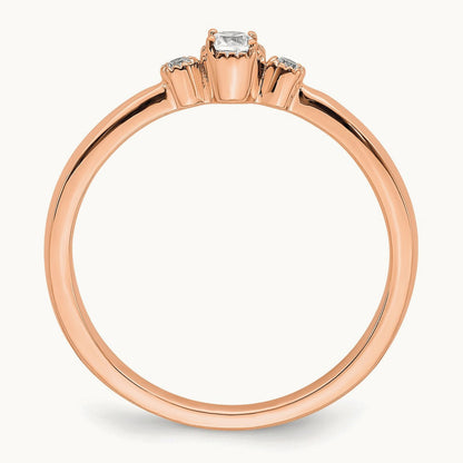 Petite Beaded Edge Round Complete Diamond Ring — 14K Rose Gold, 0.1 ct, 7