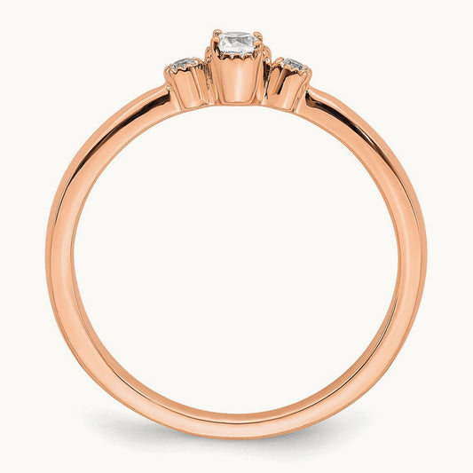Petite Beaded Edge Round Complete Diamond Ring — 14K Rose Gold, 0.1 ct, 7