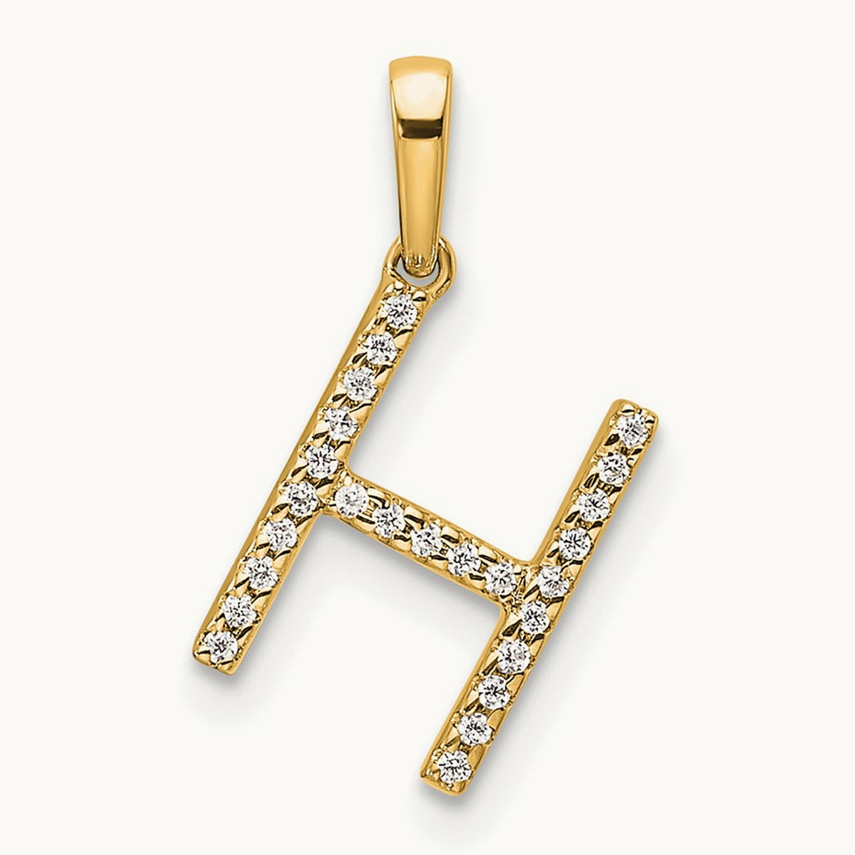 Diamond Letter H Initial Pendant, 14K