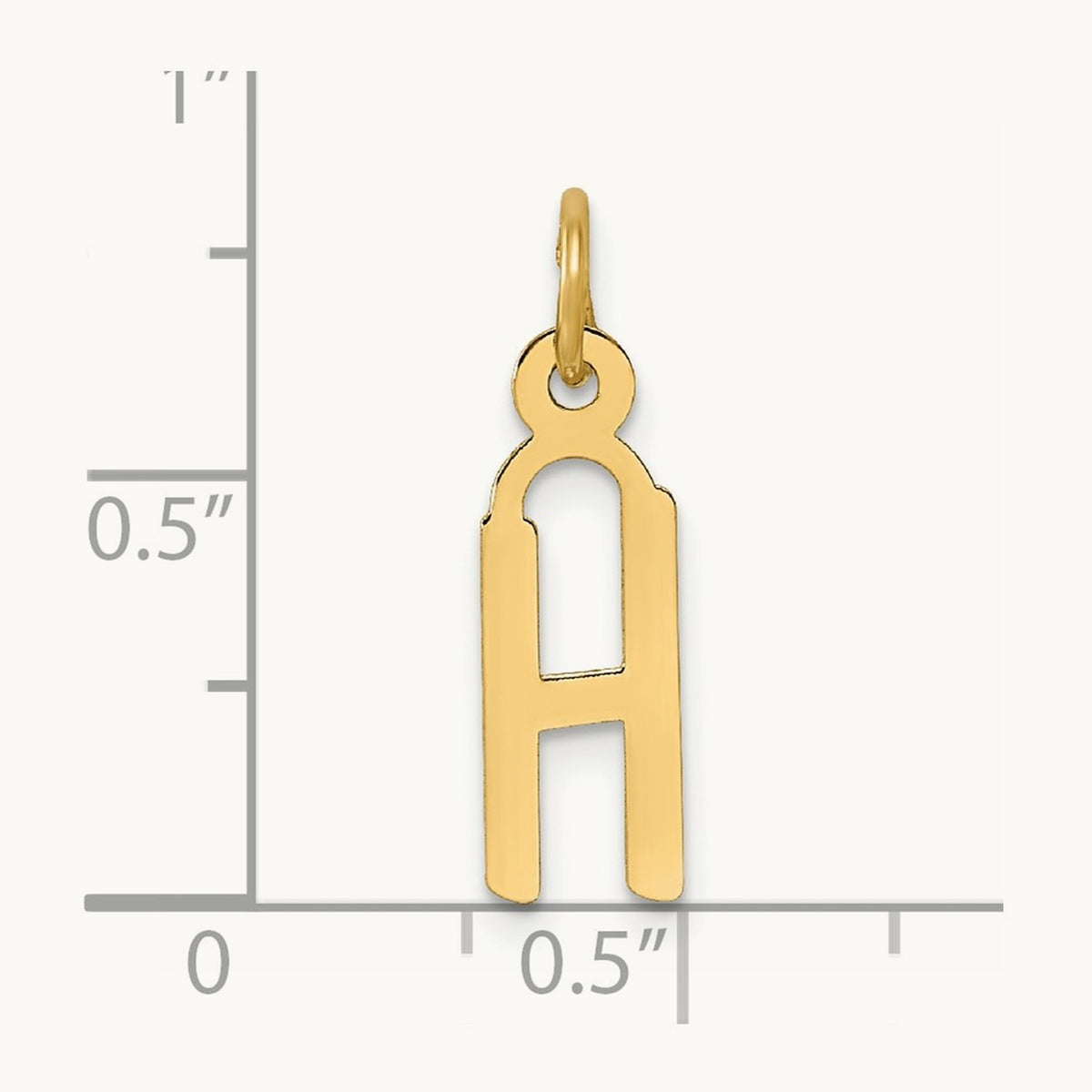 Slanted Block Initial Charm — 14K Yellow Gold, H