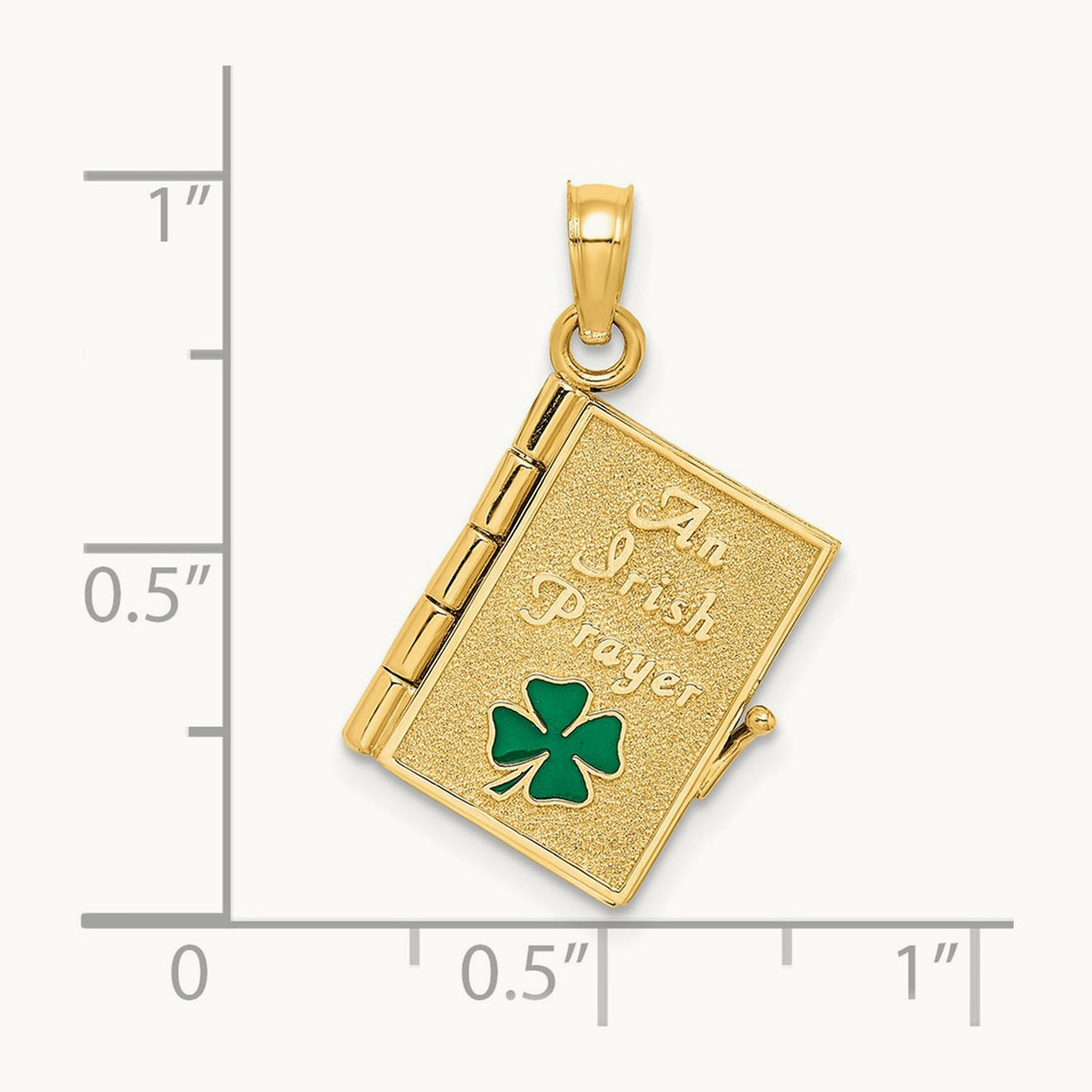 3-D Moveable Enameled AN IRISH PRAYER Book w/Clover Charm, 14K
