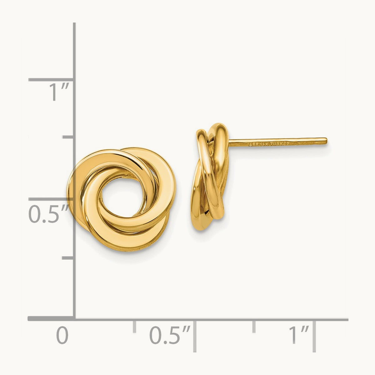 Polished Intertwined Circles Post Earrings — 14K Yellow Gold