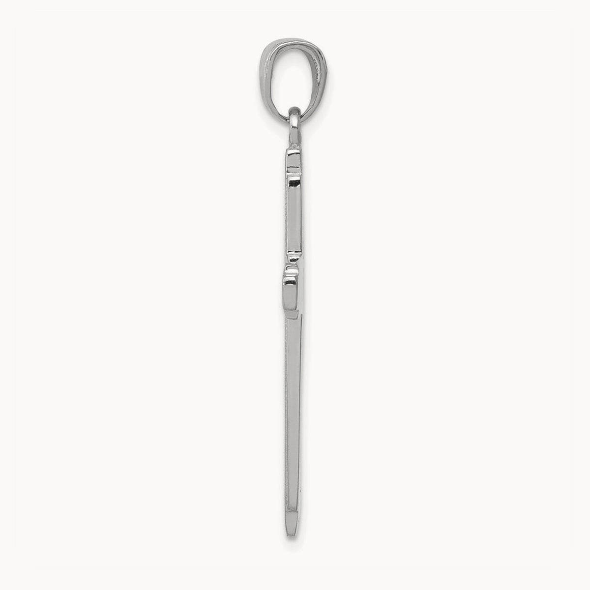 Solid Cross Pendant — 14K White Gold