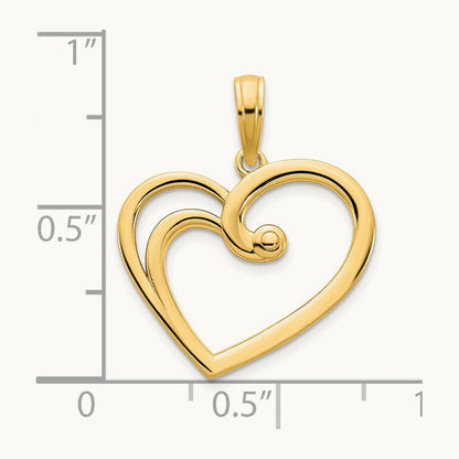 Fancy Open Heart Pendant, 14K