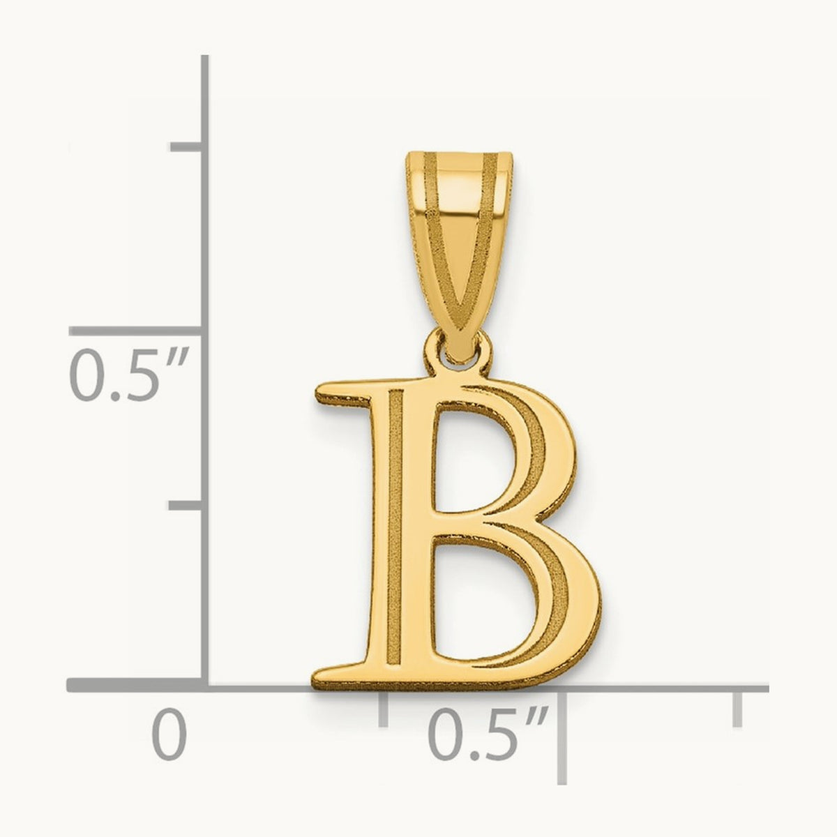 Polished Etched Letter B Initial Pendant, 14K