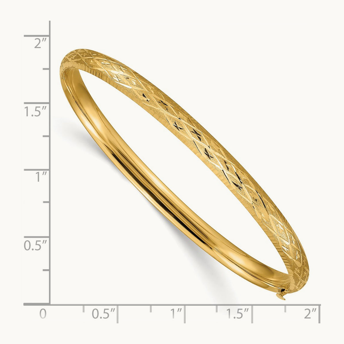 3/16 Diamond-cut Fancy Hinged Bangle Bracelet, 14K