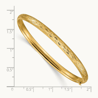 3/16 Diamond-cut Fancy Hinged Bangle Bracelet, 14K