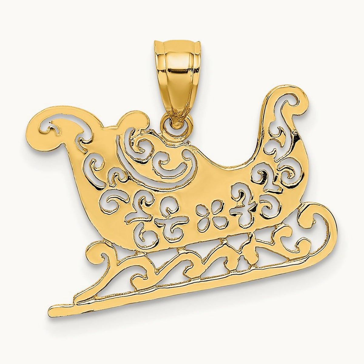 Polished Sleigh Charm, 14K