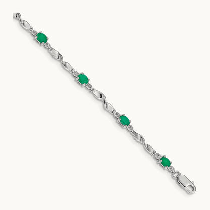 Diamond and Emerald Bracelet, 14K White Gold