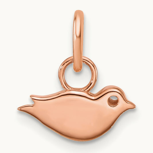 Polished Diamond Bird Charm, 14K Rose Gold
