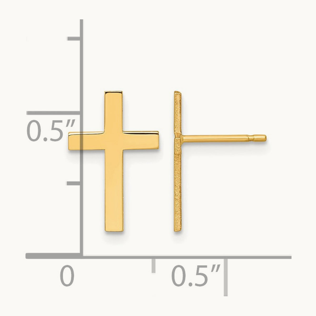 Polished Cross Earrings — 12.5mm