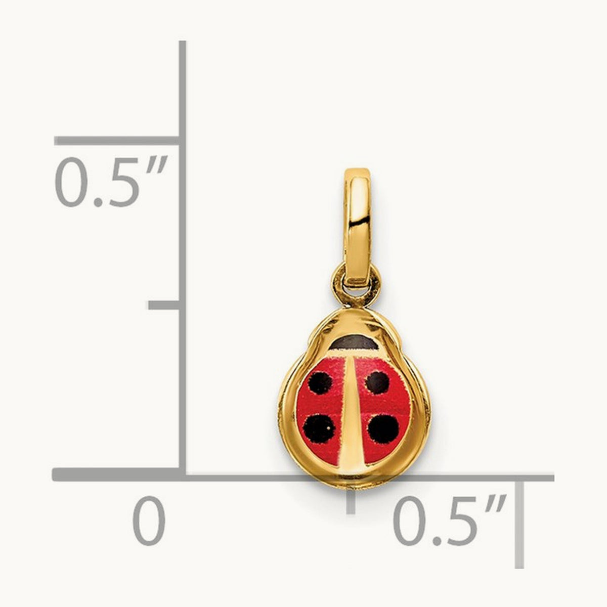 Enamel Ladybug Charm, 14K