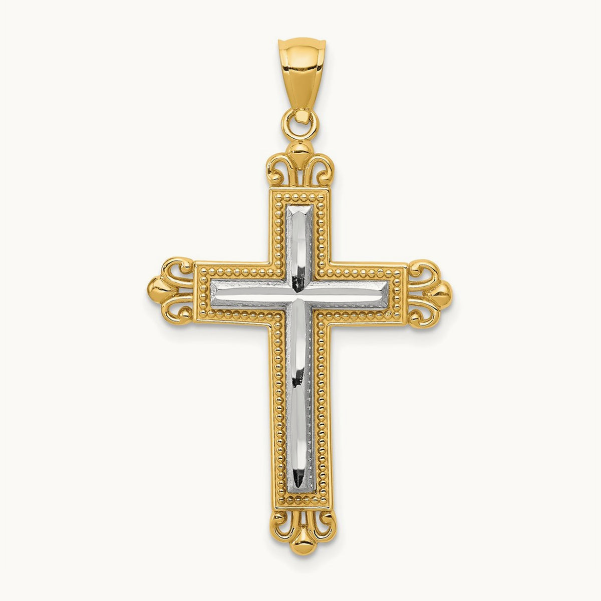 Cross Pendant, 14K Two-tone