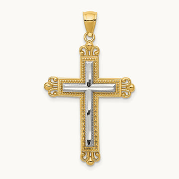 Cross Pendant, 14K Two-tone