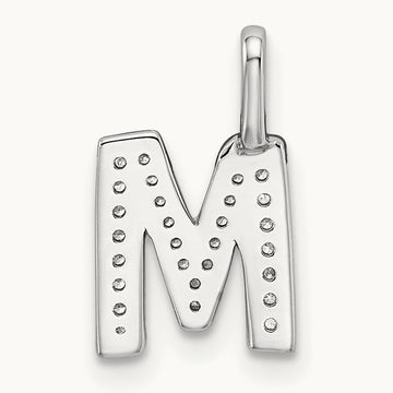Diamond Letter M Initial Pendant, 14K White Gold